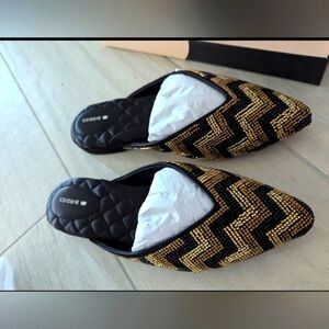 Birdies Black and Gold Zigzag Flats